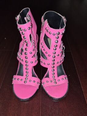 Steve Madden Hot Pink Studded Gladiator Heels